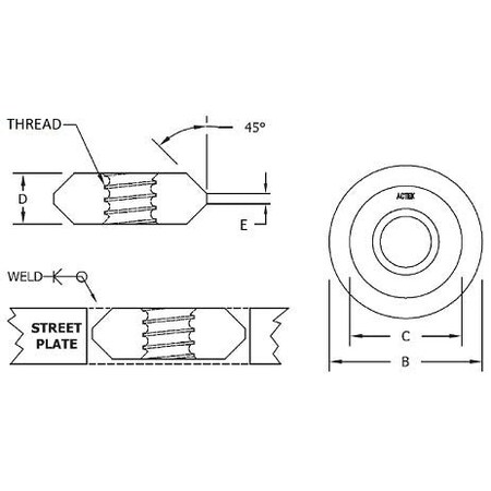 Actek 11435 X 3 D X 78 H Coil Nut, 48815 48815